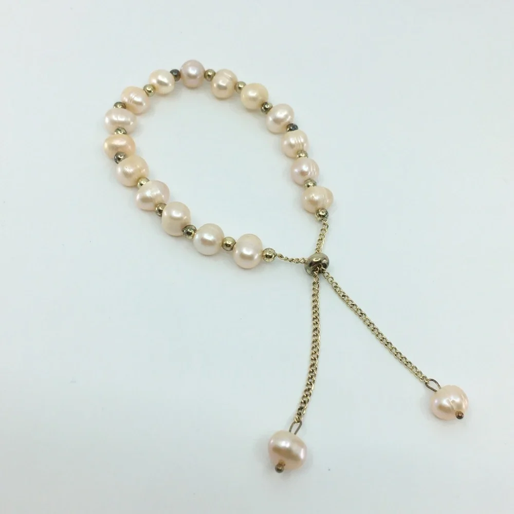 18k Gold Plated Freshwater Pearl Bracelet Anklet NEW in Original Box Adjustable